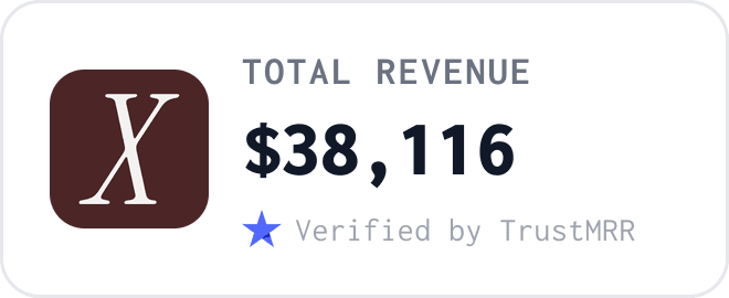 Verified revenue card from TrustMRR
